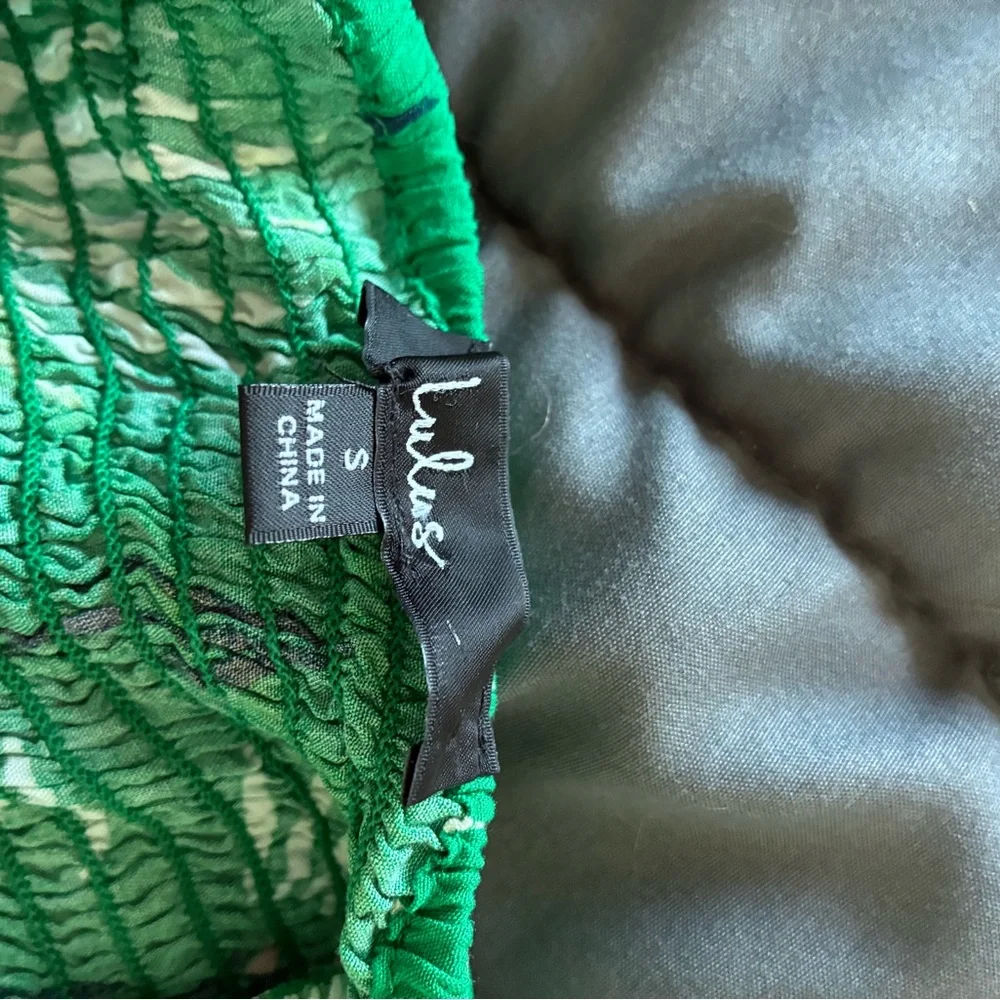 Lulu's Emerald Leaf Pattern Dress - Picture 5 of 6